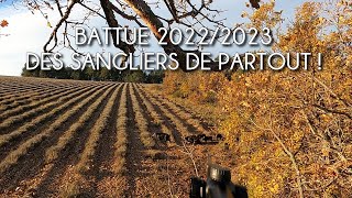 CHASSE BATTUE 20222023 Tirs de deux compagnies de sangliers avec mon premier doublé [upl. by Enneire]