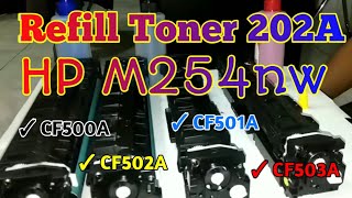 Cara Refill Toner 202A Printer HP M254nw Variant CF500A CF501A CF502A CF503A Tanpa Ganti Chip [upl. by Niltag]