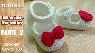 DIY Como tejer escarpines merceditas guillerminas a crochet ganchillo parte 22 [upl. by Atikir]