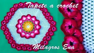 Tapete N° 14 Tejido a crochet con flores PENSAMIENTO paso a paso en español  MILAGROS ENA [upl. by Anelle714]