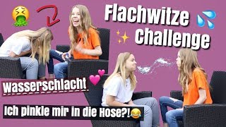 Flachwitze Challenge WASSERSCHLACHT Ich pinkle mir in die Hose💦😂Looskanal [upl. by Abad]