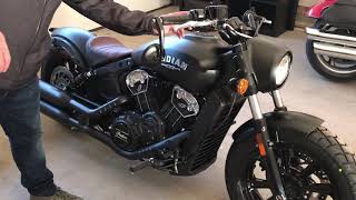 2019 Indian Scout Bobber Stock exhaust vs Roland Sands Track slip on exhaust [upl. by Luhar]