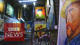 Chinas giant oil painting copy shop  BBC News [upl. by Ariom]