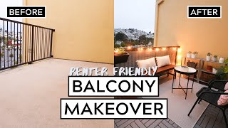 DIY BALCONY MAKEOVER ✨ RENTER FRIENDLY [upl. by Euqinot]