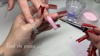 Step By Step Acrylic Nails Tutorial  Pink French [upl. by Llerdnam314]