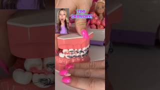 CANDY YOU CANT EAT WITH BRACES BARBIE MOVIE EDITION 👀 ORTHODONTIST REACTS CANDY FOOD ASMR CRUNCHY [upl. by Sada791]