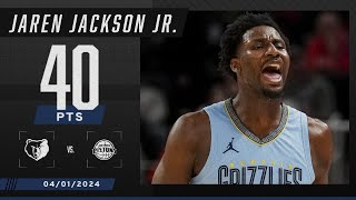 JAREN JACKSON JR WITH A 40PIECE 🔥 3rd 40PT game THIS SEASON FOR TRIPLE J 😤  NBA on ESPN [upl. by Arihday]