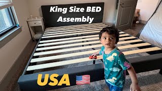 Bedroom furniture King size bed  Zinus shalini king bed unboxing and assembly [upl. by Aneladdam]