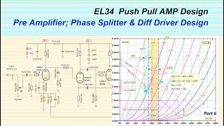 EL34 Push Pull Amplifier DC Coupled PreAmp amp Phase Splitter Differential Driver Biasing [upl. by Wolliw]