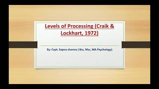 Craik amp Lockhart Levels of Processing shallow amp Semantic Processing [upl. by Nyvets157]