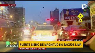 Sismo en Lima fuerte movimiento telúrico de 56 se registró esta mañana [upl. by Lindsley701]