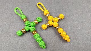 llavero macramé  Paracord keychain  Macrame keychain tutorial  DIY Macrame Cross keychain 1 [upl. by Kermie193]