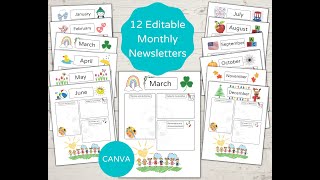 12 Editable Monthly Newsletters PreschoolChild Care [upl. by Lavine]