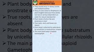 235 marksGeneral Features of BRYOPHYTES shorts biology neet [upl. by Maidie200]