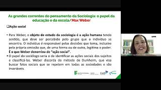 Unidade II  Parte 2 As grandes correntes da Sociologia  Profa Elen Lago [upl. by Oflunra]