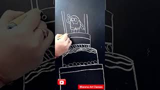 Happy Birthday Drawing  Cake Drawing For Kids  Cartoon Drawing shorts drawing art cake [upl. by Lladnik]