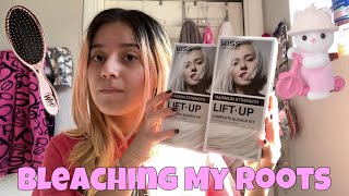 Bleaching My Roots ♡ 1st Time Using KISS Lift Up Complete Bleach Kit [upl. by Jochbed582]