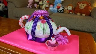 Teapot Diaper Cake How To Make [upl. by Tansey182]