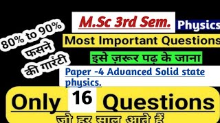 Msc Physics 3rd Sem important questionsAdvanced Solid state physics MJPRU msc physics [upl. by Secilu]