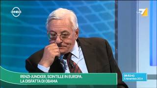 Omnibus  RenziJuncker scintille in Europa Puntata 05112014 [upl. by Nnylyak766]