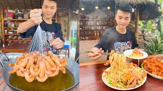 Have you ever try hot dog with spaghetti in this way  Hot dog spaghetti cook by chef Ny [upl. by Alrzc]