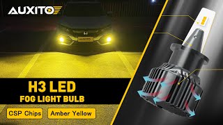 AUXITO H3 LED Fog Light Bulbs 3000K Golden Yellow Light 6000LM Per Set [upl. by Natsyrk463]