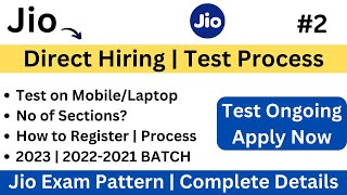 Jio Direct Hiring  Exam Update Exam Pattern  How to Register For Test Jio Careers App PART2 [upl. by Ardeed]