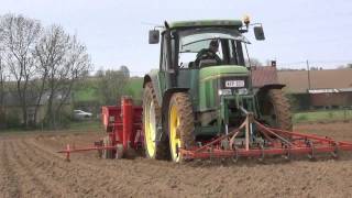 Potatoes Planting with one John Deere 6800  Plantation de pommes de terre 2013 GoPro [upl. by Metts]