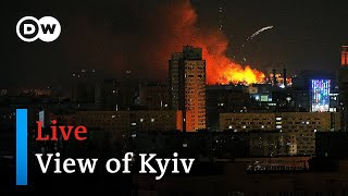 LIVE View of Kyiv as Ukrainians battle Russian invasion  DW News [upl. by Enaitsirk]