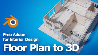 Blender Architecture Addon Tutorial Interior Design Floor Plan to 3D [upl. by Farlee]