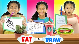 Eat and Draw Challenge  24 HOURS Food Challenge  MyMissAnand [upl. by Ahsener712]