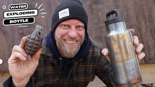 Survival Myth or Reality Does Double Walled Water Bottle Explode in a Campfire [upl. by Nairolf47]