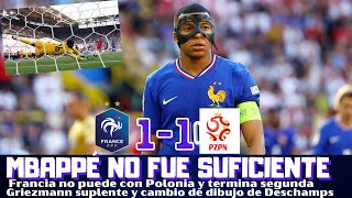 MBAPPÉ NO FUE SUFICIENTE FRANCIA EMPATA CON POLONIA Y TERMINA SEGUNDA ¿EN QUÉ FALLA EUROCOPA [upl. by Nosemyaj]