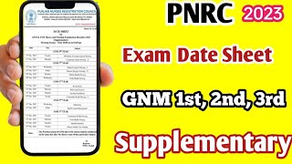 PNRC GNM 1st 2nd 3rd year Exam Date Sheet Supplementary [upl. by Willabella]