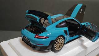 Autoart 78175 118 Porsche 911 9912 GT2 RS Weissach Package Miami Blue [upl. by Mansfield958]