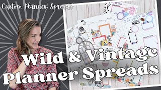 Wild amp Vintage Planner Layouts  Custom Planner Spreads  Plan With Me [upl. by Goodhen]