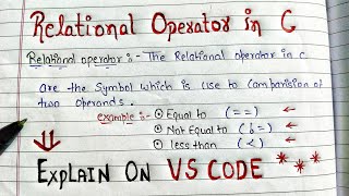 Relational Operators in C programming  easy explanation l Handwritten notes  For all exams [upl. by Arayk792]