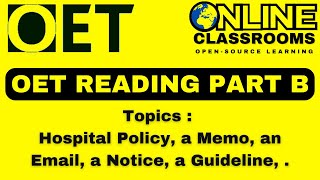 Oet reading part B practice test Oet online classroom [upl. by Tankoos312]