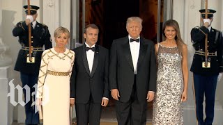 Trumps welcome Frances Macrons for state dinner [upl. by Loresz]