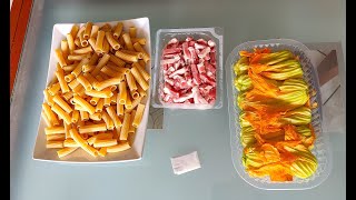 Pasta con FIORI di ZUCCA e PANCETTA CROCCANTE  Sfiziosaaaaaaa [upl. by Nogem]