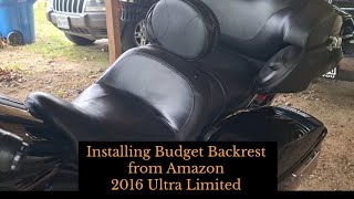 Installing a Drivers Backrest on 2016 Harley Ultra Limited [upl. by Leonteen]