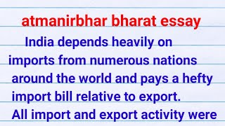 atmanirbhar bharat essay essay on aatm nirbhar bharat atmanirbhar bharat essay in english [upl. by Nosyarg]