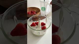 Make strawberry frappuccino with me asmr lifestyle satisfying drink strawberry [upl. by Havens]