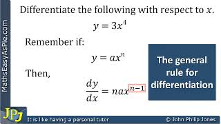 Differentiate y equals three x to the power 4 [upl. by Nalehp665]