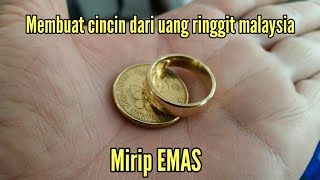 🔴 Cara membuat cincin dengan uang logam ringgit Malaysia  DIY [upl. by Ainahtan]