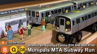 Munipals MTA Atlantic Avenue Barclays Centre Subway Run REMASTER R30 R46 R68 R160 Trainman6000 [upl. by Cutler510]