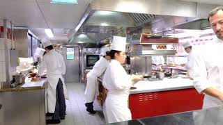 Busy Kitchen at 3 Michelin star Alain Ducasse au Plaza Athénée in Paris France [upl. by Awe336]