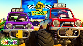 Monster Truck RACE  Oddbods  🚌Wheels on the BUS Songs  🚌Nursery Rhymes for Kids [upl. by Philippe]