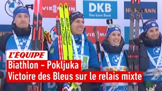 Biathlon 2023  Le résumé de la victoire des Bleus sur le relais mixte à Pokljuka [upl. by Reffineg]