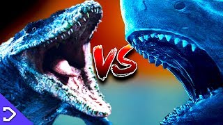 Megalodon VS Mosasaurus 3D ANIMATED FIGHT [upl. by Zirtaeb]